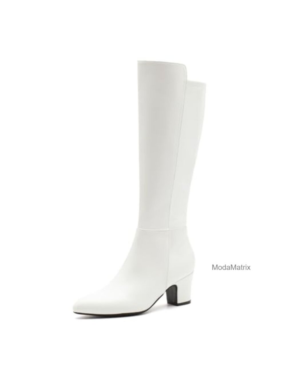 Women's Knee-High Boots Chunky Heel Pointed Toe Side Zip PU Leather Tall Gogo